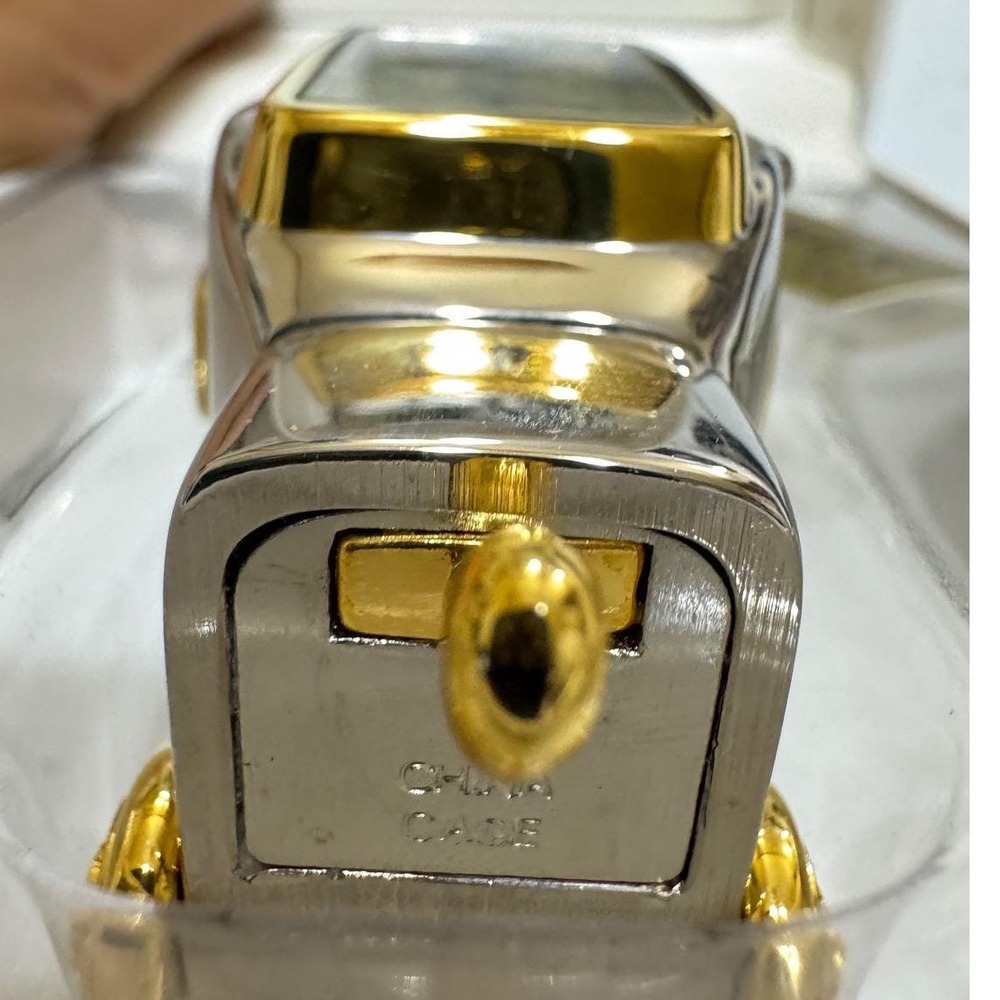 VTG Timex Collectible Mini Clock Golf Bag Design Gold Silver Tone‎ Quartz TMX210 - Picture 5 of 9